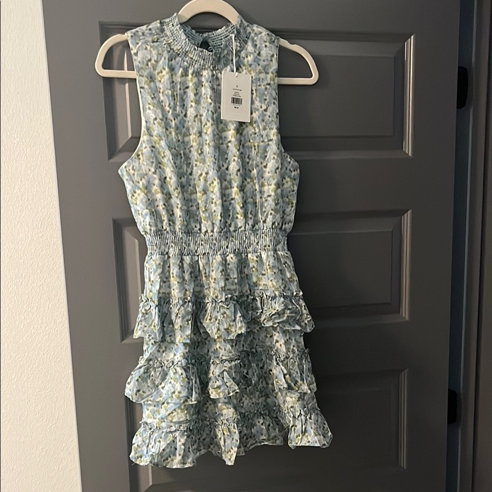 Floral Sleeveless women’s Dress - light blue